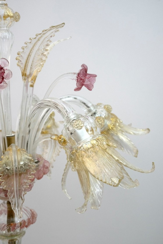 Image 1 of Lampadaire à 6 bras en verre de Murano soufflé Ca'Rezzonico, Italie, années 1950