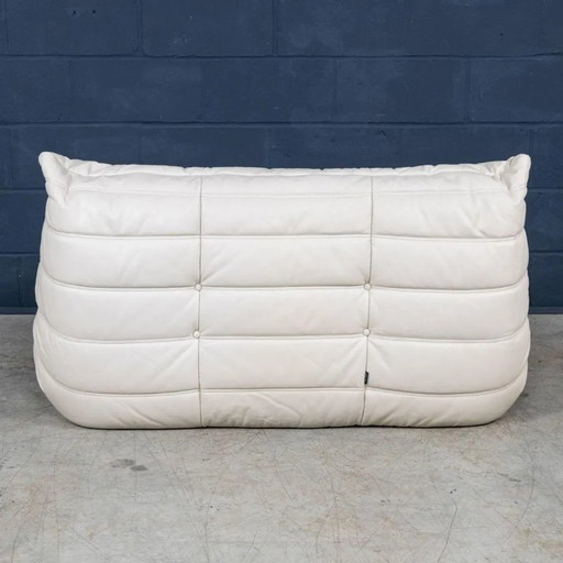 Original Togo Sofa 2 Seater White Leather Deep Foam Lounge Seating Comfy Modern Design Free FedEx Shipping