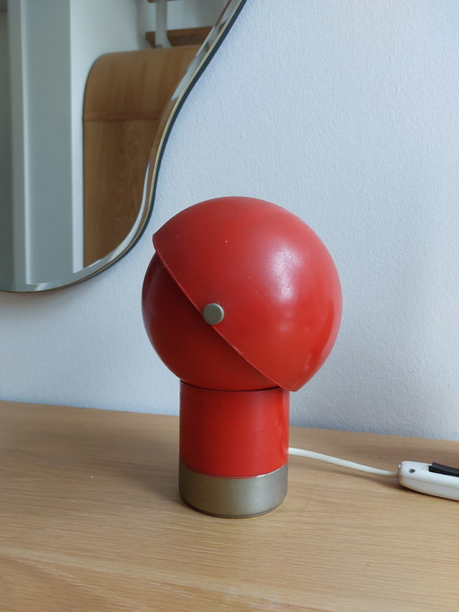 Vintage table lamp Pavel Grus red globe lamp