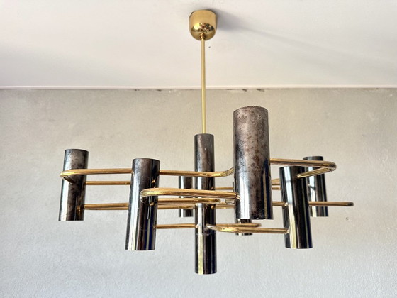 Vintage Sciolari for Boulanger pendant lamp – Chrome, Brass (photo 13 of 14)
