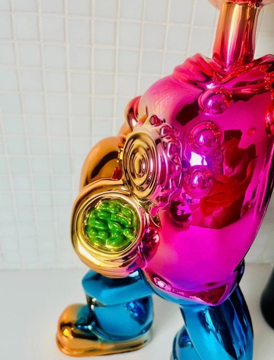 Image 1 of Grande sculpture de Popeyes, style pop art, objet de collection, Monopoly XL rose, style dessin animé