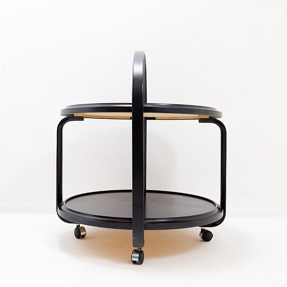 Image 1 of Chariot à boissons en bois de style milieu du XXe siècle avec une finition ébonisée 