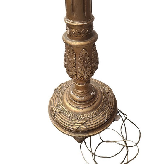 Image 1 of Lámpara de pie clásica francesa de madera, mediados del siglo XX