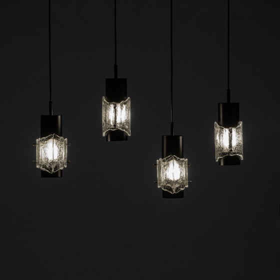 ‘Ice’ glazen hanglamp, Scandinavisch, jaren 60, set van 4 – Hanglampen, Glass (photo 2 of 10)