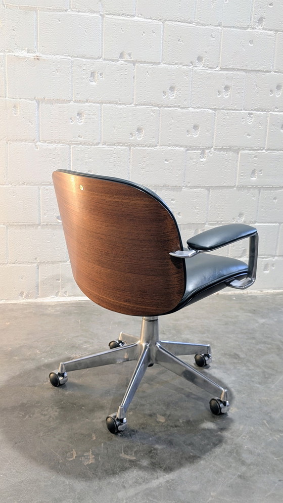 Image 1 of sedia da ufficio mim racing in pelle verde e legno di palissandro