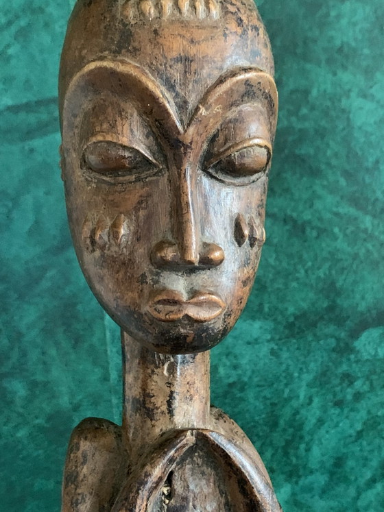 Rare Baoulé Ceremonial Spoon - Triple Figure. Acquired in Dakar, 1980s - 73 cm – Sculpture, Wood (photo 12 of 13)