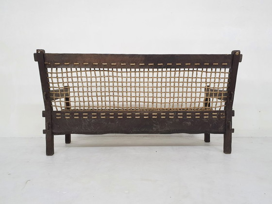 Unique solid oak and rope sofa, The Netherlands 1960's – Bankjes, Wood (photo 6 of 11)