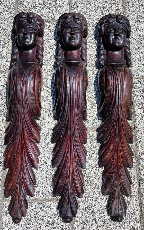 Image 1 of Cariatide scolpita in legno antico 3: Donna