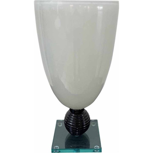 Vintage white Murano glass lamp, 1980s
