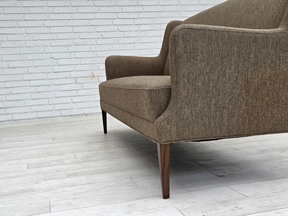 Image 1 of Canapé danois 3 places des années 1960, meuble en laine, bois de teck