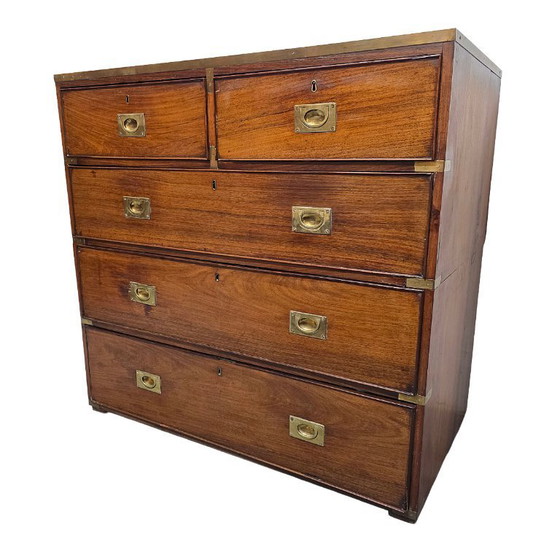 Image 1 of Antiek Engels mahonie Campaign ladekast, circa 1820/30