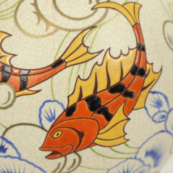 Image 1 of Rare Art Deco Vase Fish Orchids