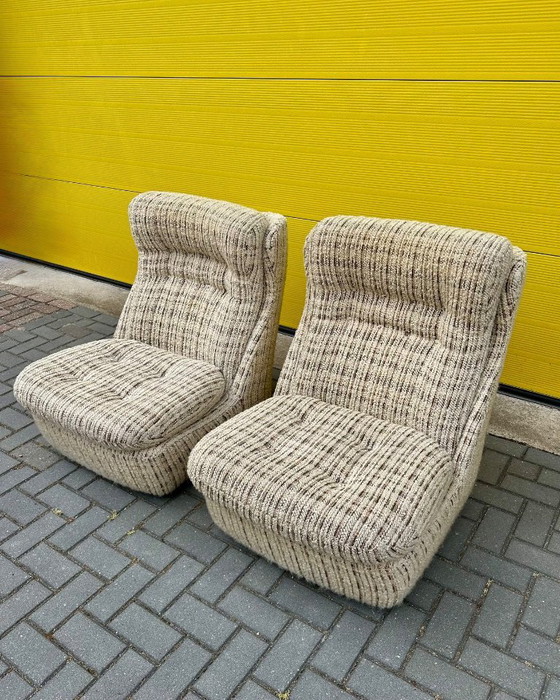 Image 1 of Set di poltrone lounge vintage - Intrecciato color crema/beige/marrone