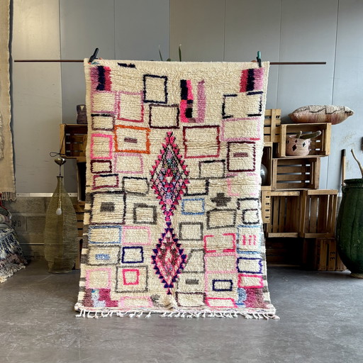 Berber Handmade Modern Moroccan Wool Berber Rug 150x230 cm – Moroccan Azilal Geometric Abstract – 100% Wool