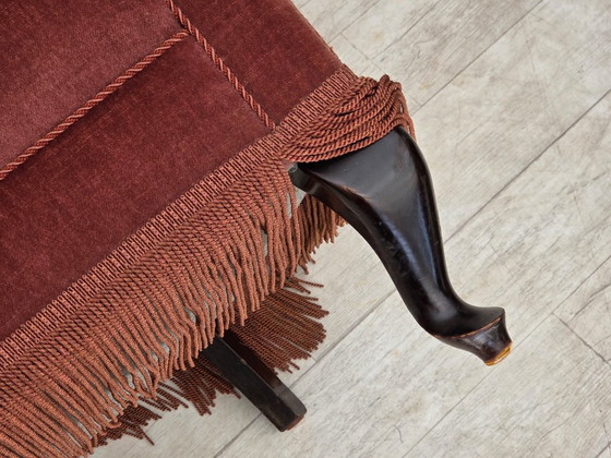 Anni '60, Divano danese 2 posti, velluto d'arredamento rosa originale. – Divani 2 posti, Velvet, Wood (photo 21 of 21)