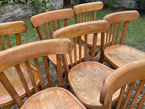 7x Baumann Bistro Chairs Kitchen Chairs 1950s France