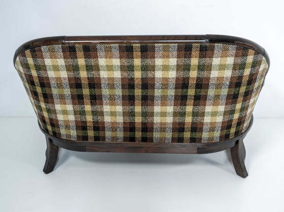 Image 1 of Mid-Century Modern Italian Walnut and Fabric Country Sofa by Pizzetti Roma, 70s