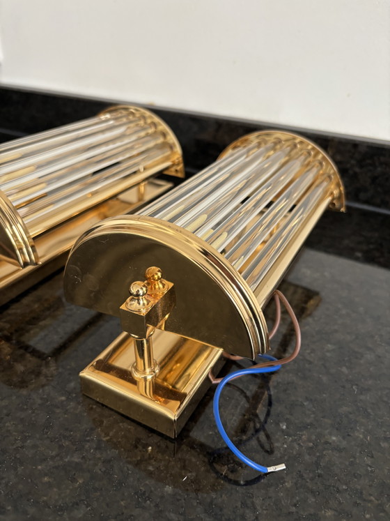 Vintage Set Hollywood Regency Wall lights Brass & Glass – Honsel Leuchten (photo 6 of 13)
