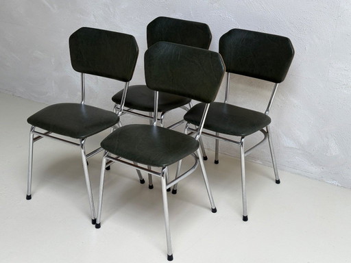 4 x Vintage tubular frame chairs | 1970s | Original condition