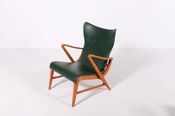 Image 1 of Sillón arquitectónico sueco de estilo moderno de mediados de siglo, diseñado por Axel Larsson en la década de 1950.
