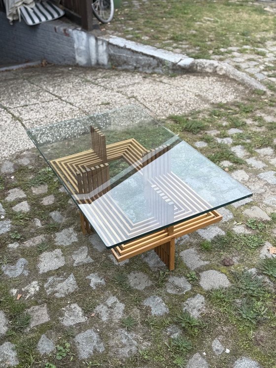 Image 1 of Vintage bamboe/glazen salontafel