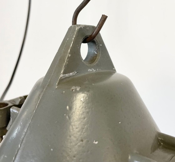 Image 1 of Lampe antidéflagrante gris foncé avec abat-jour émaillé noir, années 1970