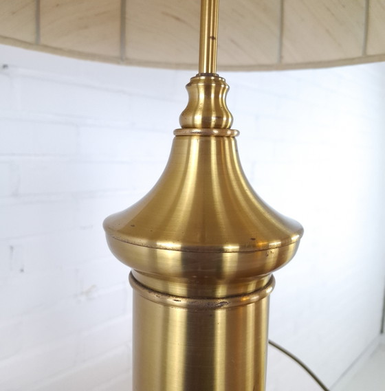 Image 1 of Vintage mushroom brass XL table lamp mid-century modern design 1970s