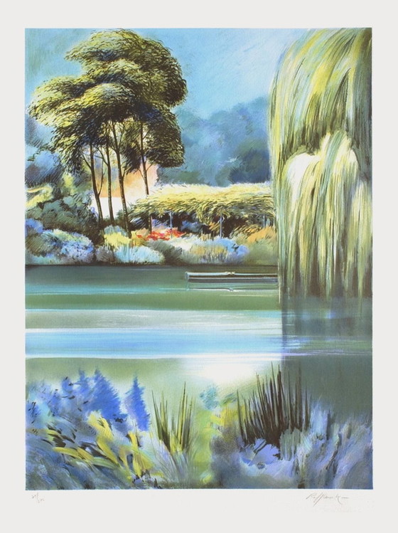 Image 1 of Rolf RAFFLEWSKI Giverny - Le grand saule pleureur chez Monet Litografia firmata 1