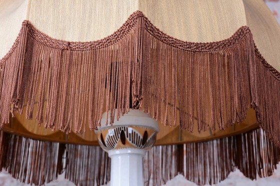 Restored Art Deco Table Lamp, Ceramic, Textile Lampshade, Austria-Vienna, 1910s (photo 9 of 11)