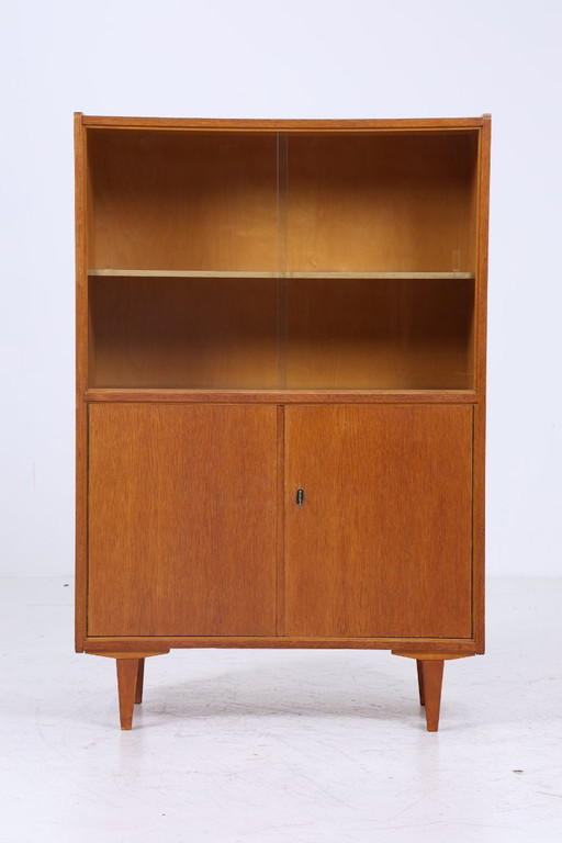 Vintage display cabinet 60s | Mid - Century cabinet retro wood storage #06-37