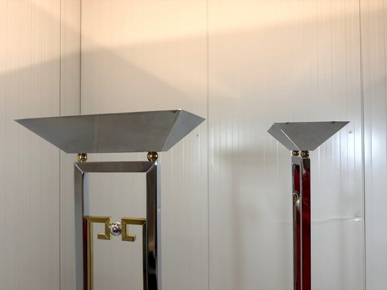 Image 1 of 2 lámparas de pie Arte Lumen, cromadas y de latón, de los años 70