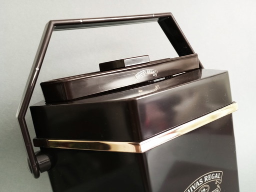 Rare vintage Chivas Regal whiskey design brown/gold luxury ice bucket + tongs 1980's