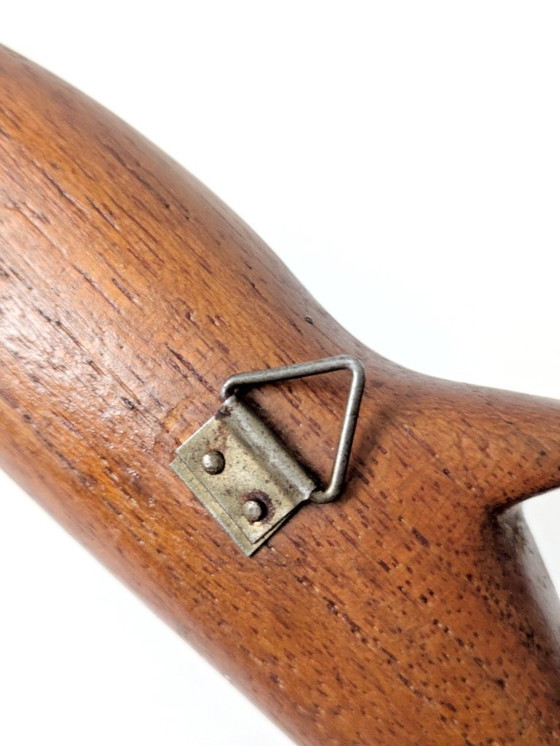 Image 1 of Midcentury Danish Teak Shark Bottle Opener, 1960s Sculptural Barware, Home Bar Gift