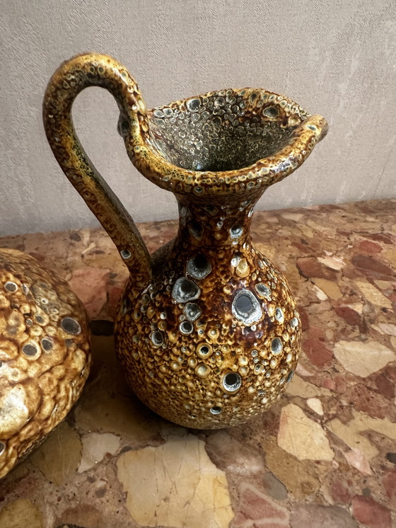 Image 1 of 4 60s Decorative Pitchers / Jugs - Honey Glazed Ceramic