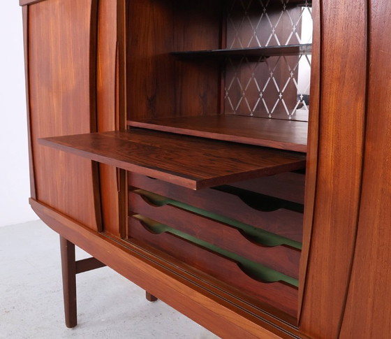 Image 1 of Vintage hoog teak dressoir met 4 schuifdeuren, 1960s