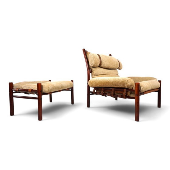 Arne Norell Inca fauteuil met voetenbank – Originele corduroy bekleding, 1970 – Textile, Vintage (photo 7 of 21)