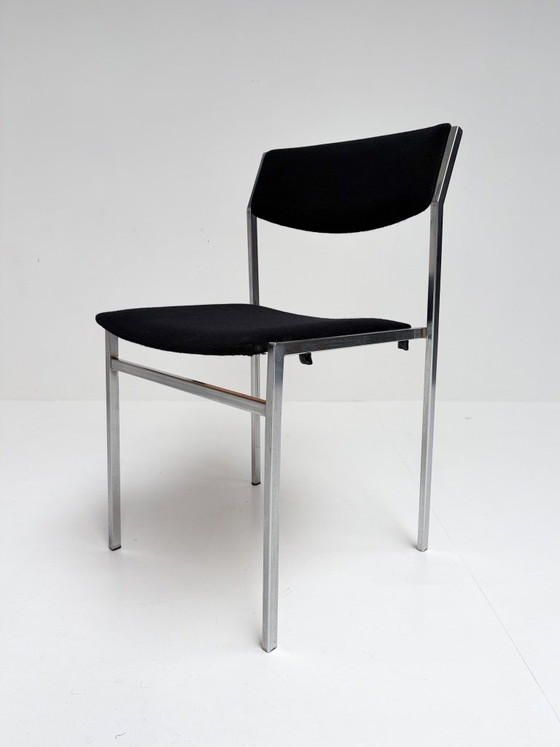 Lot de 4 chaises empilables Gijs van der Sluis, années 1970 – Chaises de salle à manger, Textile (photo 12 of 12)