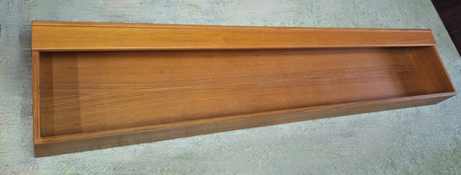 Danish Extra Long Floating Teak Sideboard / Wall Shelf with Lights, 1960s