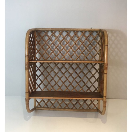 Image 1 of Vintage wall shelf in rattan, 1950