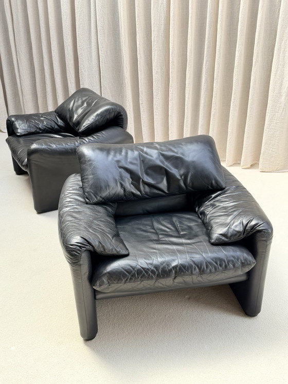 Set divano Maralunga primi anni '70, Vico Magistretti, Cassina, Italia – Zona salotto, Pelle (photo 5 of 13)