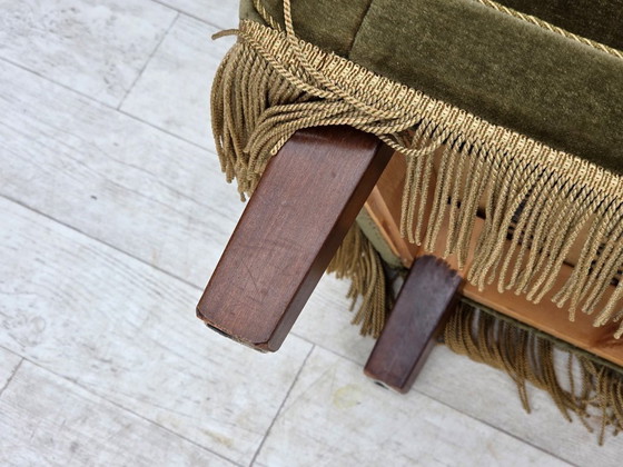 Image 1 of Deense fauteuil uit de jaren 70, originele groene meubelvelours
