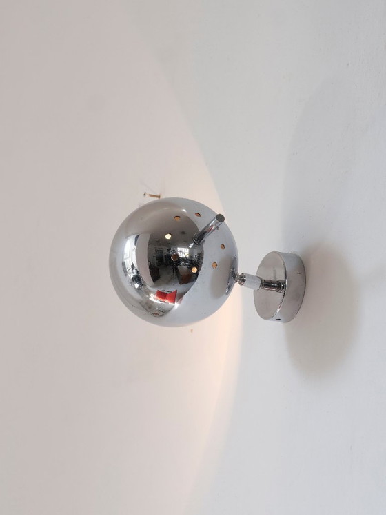 Image 1 of Aplique de pared cromado Eyeball, diseño italiano, años sesenta