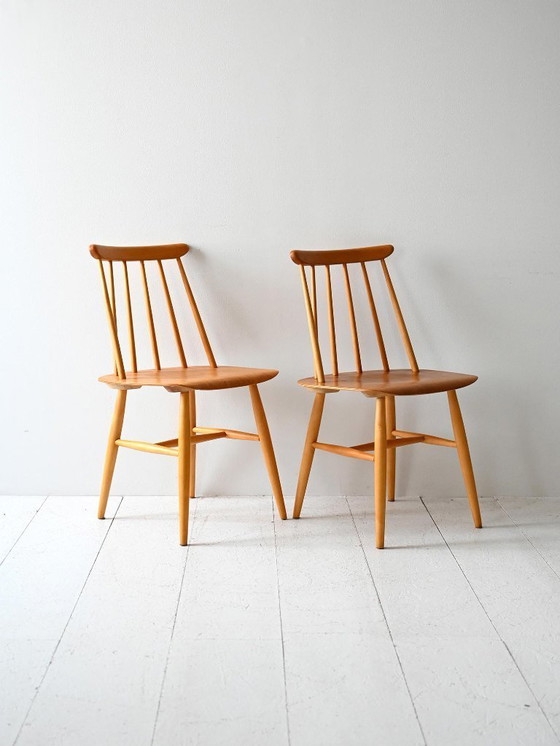 Image 1 of Coppia originale di sedie Fanett degli anni '50 di Tapiovaara