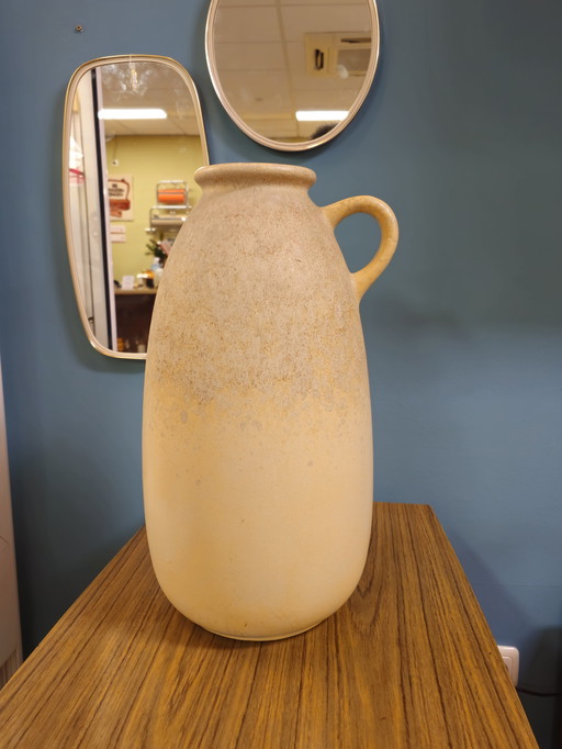 Vaso da pavimento vintage della Germania Ovest, vaso a forma di orecchio, beige