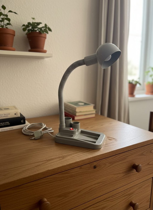 Vintage Space Age Eyeball Desk Lamp with Organizer – Grey
