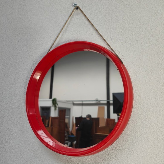 Image 1 of Vintage Mid Century round mirror, round plastic wall mirror