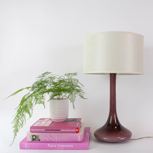 Lampe de table portugaise en verre opalin améthyste des années 1960