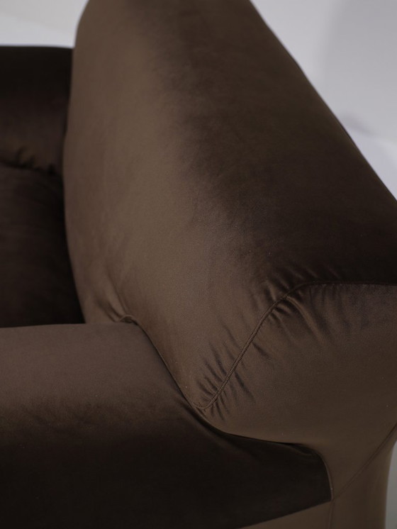 Image 1 of Cassina Fiandra Elements Sofa und Sessel, brauner Samt, 1970er Jahre