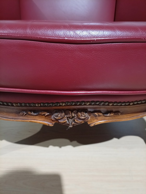 Image 1 of Vintage Fauteuil, Rood Leer