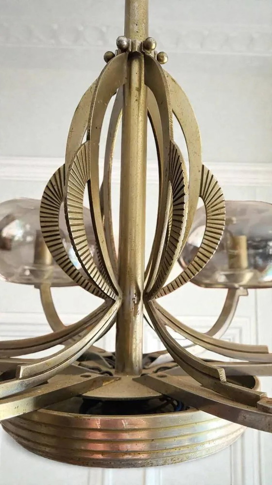Art Deco Chandelier – Pendant lamps, Metal, Glass (photo 8 of 17)